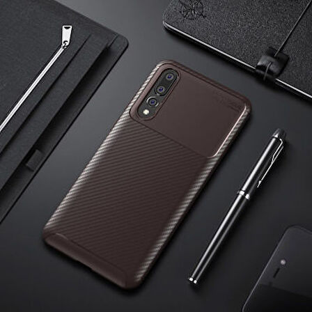 Huawei P20 Pro Kılıf Karbon Desenli Şık Negro Premium Silikon Kapak