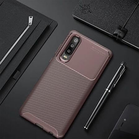 Huawei P30 Kılıf Karbon Desenli Şık Negro Premium Silikon Kapak