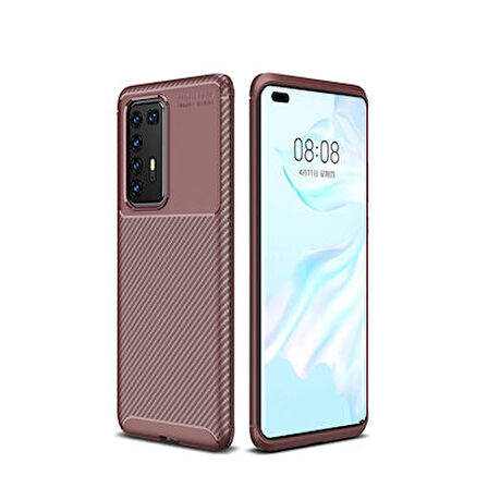 Huawei P40 Pro Kılıf Karbon Desenli Şık Tamia Premium Silikon Kapak