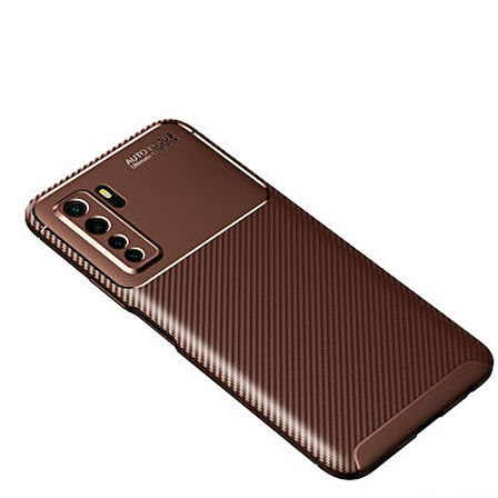 Huawei P40 Lite 5G Kılıf Karbon Desenli Esnek Yüksek Kaliteli Meteryalden Üretilmiş Silikon Kapak RYC/Negro