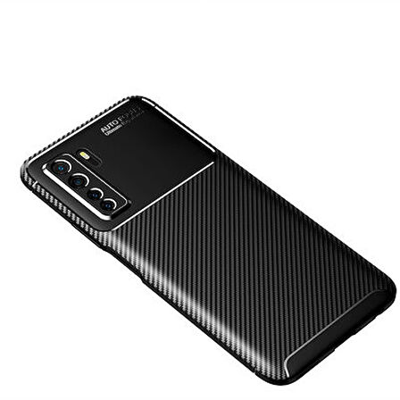 Huawei P40 Lite 5G Kılıf Karbon Desenli Şık Tamia Premium Silikon Kapak