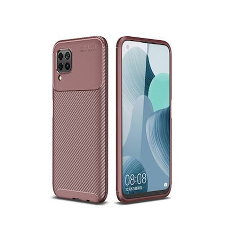 Huawei P40 Lite Kılıf Karbon Desenli Esnek Yüksek Kaliteli Meteryalden Üretilmiş Silikon Kapak RYC/Negro