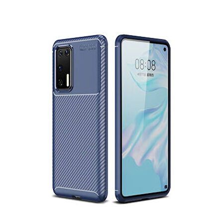 Huawei P40 Kılıf Karbon Desenli Şık Tamia Premium Silikon Kapak