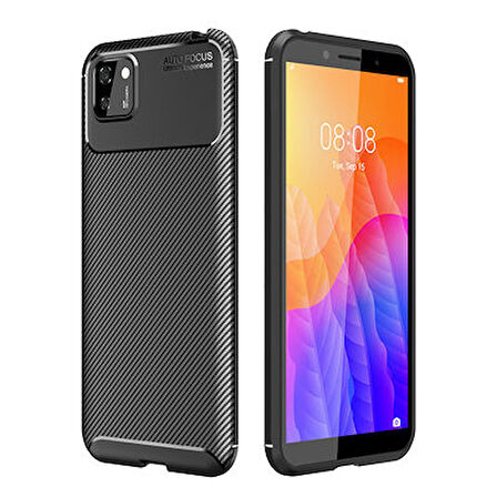 Huawei Y5P Kılıf Karbon Desenli Şık Tamia Premium Silikon Kapak