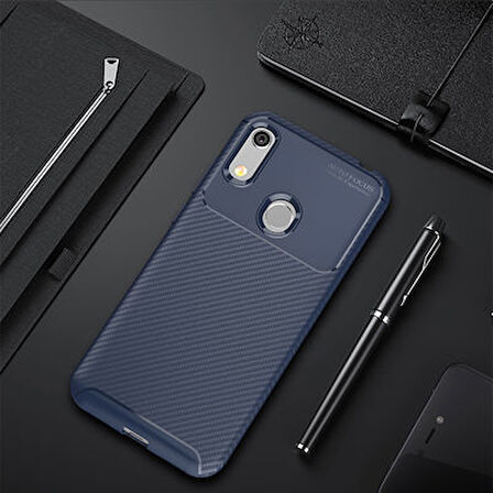 Huawei Y6S 2019 Kılıf Karbon Desenli Şık Negro Premium Silikon Kapak