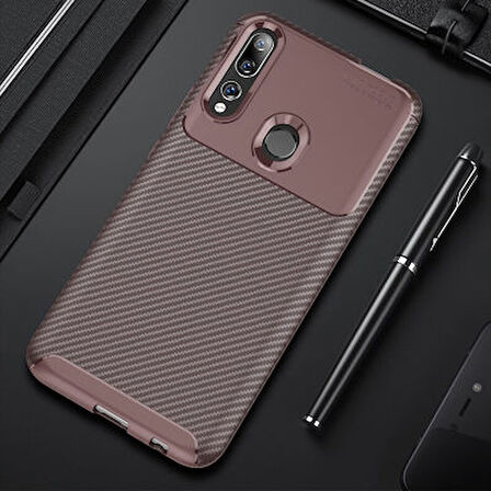 Huawei Y9 Prime 2019 Kılıf Karbon Desenli Şık Tamia Premium Silikon Kapak