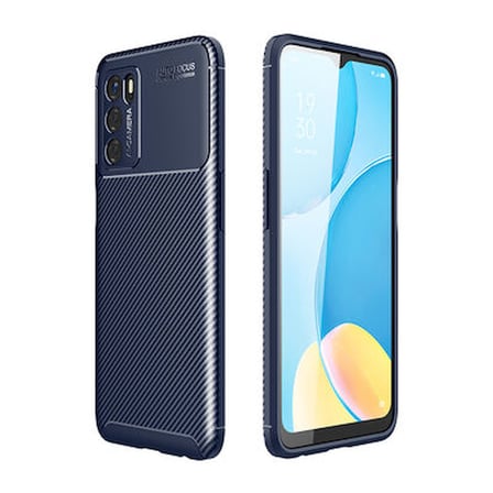 Oppo A16 Kılıf Karbon Desenli Esnek Yüksek Kaliteli Meteryalden Üretilmiş Silikon Kapak RYC/Negro
