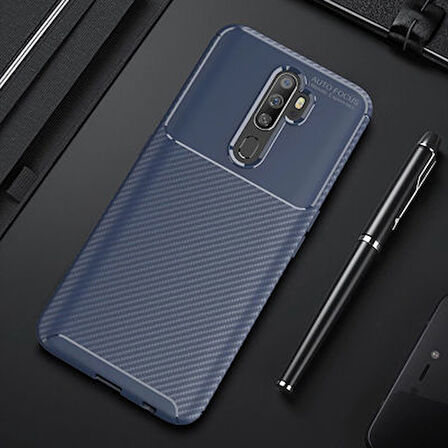 Oppo A5 2020 Kılıf Karbon Desenli Şık Tamia Premium Silikon Kapak