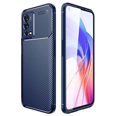 Oppo A55 4G Kılıf Karbon Desenli Esnek Yüksek Kaliteli Meteryalden Üretilmiş Silikon Kapak RYC/Negro