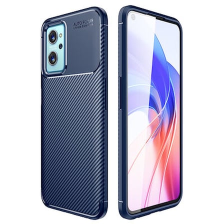Oppo A76 Kılıf Karbon Desenli Esnek Yüksek Kaliteli Meteryalden Üretilmiş Silikon Kapak RYC/Negro