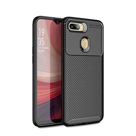 Oppo A7X Kılıf Karbon Desenli Şık Tamia Premium Silikon Kapak