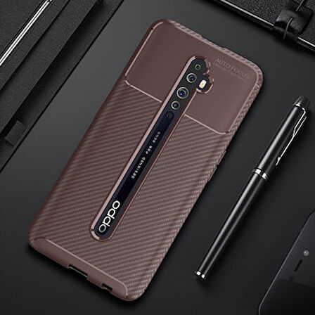 Oppo Reno 2Z Kılıf Karbon Desenli Şık Tamia Premium Silikon Kapak