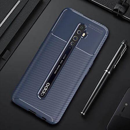Oppo Reno 2Z Kılıf Karbon Desenli Şık Negro Premium Silikon Kapak