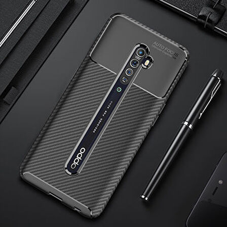Oppo Reno 2Z Kılıf Karbon Desenli Şık Negro Premium Silikon Kapak