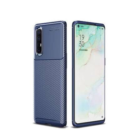Oppo Reno 3 Pro 5G Kılıf Karbon Desenli Esnek Yüksek Kaliteli Meteryalden Üretilmiş Silikon Kapak RYC/Negro