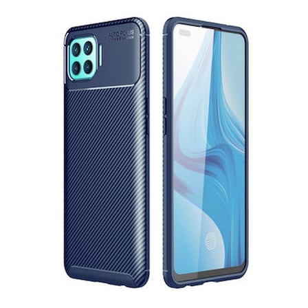 Oppo Reno 4 Lite Kılıf Karbon Desenli Esnek Yüksek Kaliteli Meteryalden Üretilmiş Silikon Kapak RYC/Negro