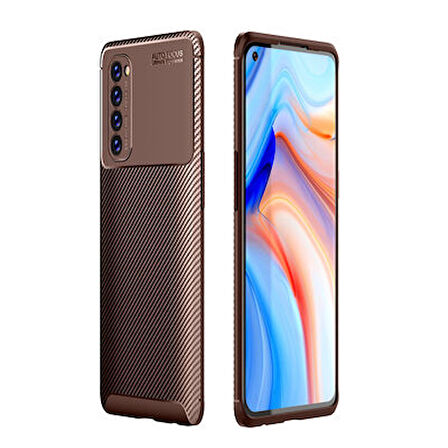 Oppo Reno 4 Pro 4G Kılıf Karbon Desenli Şık Tamia Premium Silikon Kapak