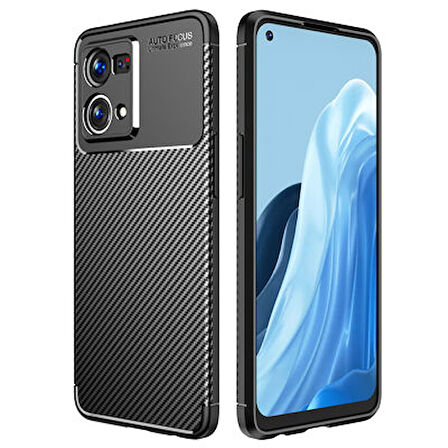 Oppo Reno 7 4G Kılıf Karbon Desenli Şık Tamia Premium Silikon Kapak