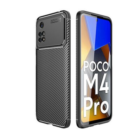 Poco M4 Pro 4G Kılıf Karbon Desenli Esnek Yüksek Kaliteli Meteryalden Üretilmiş Silikon Kapak RYC/Negro