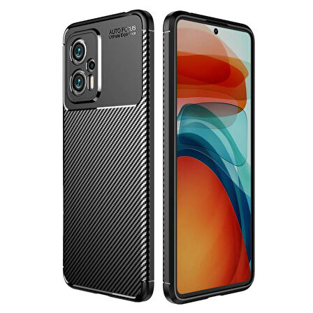Poco X4 GT Kılıf Karbon Desenli Esnek Yüksek Kaliteli Meteryalden Üretilmiş Silikon Kapak RYC/Negro