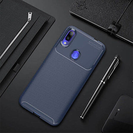 Redmi Note 7 Kılıf Karbon Desenli Şık Negro Premium Silikon Kapak