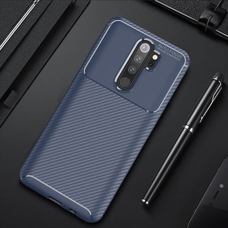 Redmi Note 8 Pro Kılıf Karbon Desenli Esnek Yüksek Kaliteli Meteryalden Üretilmiş Silikon Kapak RYC/Negro