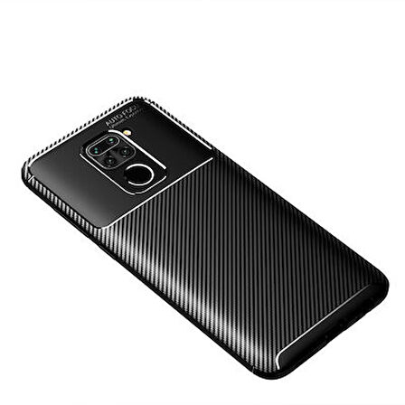 Redmi Note 9 Kılıf Karbon Desenli Esnek Yüksek Kaliteli Meteryalden Üretilmiş Silikon Kapak RYC/Negro
