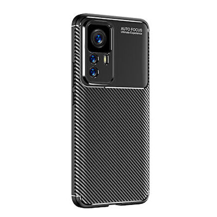 Xiaomi Mi 12T Kılıf Karbon Desenli Esnek Yüksek Kaliteli Meteryalden Üretilmiş Silikon Kapak RYC/Negro