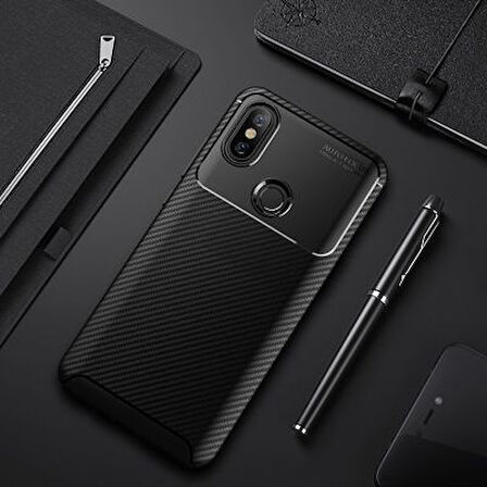 Xiaomi Mi 6X Kılıf Karbon Desenli Şık Tamia Premium Silikon Kapak