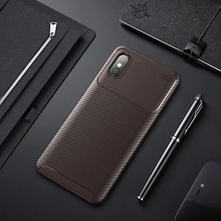 Xiaomi Mi 8 Pro Kılıf Karbon Desenli Şık Tamia Premium Silikon Kapak
