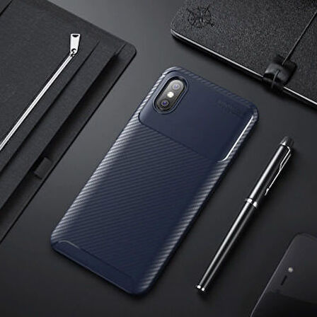 Xiaomi Mi 8 Pro Kılıf Karbon Desenli Esnek Yüksek Kaliteli Meteryalden Üretilmiş Silikon Kapak RYC/Negro