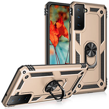 Samsung Galaxy S21 FE Çift Katmanlı ve Yüzüklü Tam Koruma Vega Premium Kılıf