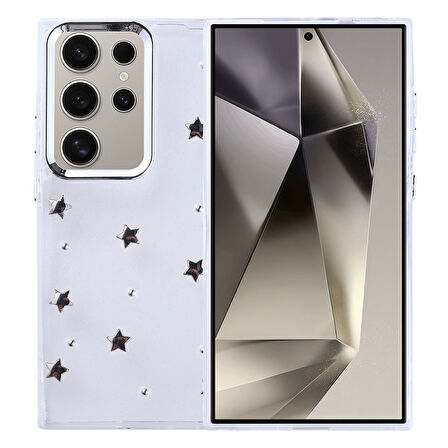 Galaxy S24 Ultra Kılıf Simli Kamera Çerçveli ve Mini Fİgür Desenli Ultra Koruma Sağlayan Kutup Sert Silikon Kapak