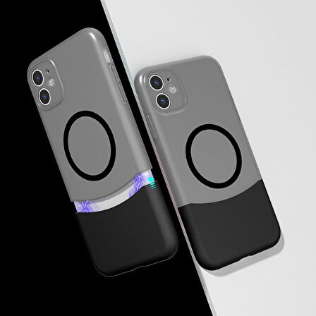 İphone 11 Ultra İnce Yapılı Çift Renkli Duble Magsafe Sert Silikon Kapak
