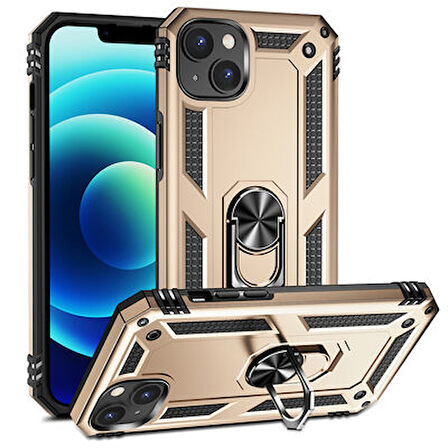 iPhone 14 Çift Katmanlı ve Yüzüklü Tam Koruma Vega Premium Kılıf