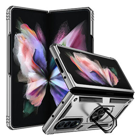 Samsung Galaxy Z Fold 3 Kılıf Tam Koruma Çift Katmanlı İbiza Sert Silikon Kapak