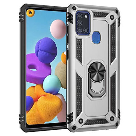 Samsung Galaxy A21S Kılıf Tam Koruma Çift Katmanlı İbiza Sert Silikon Kapak