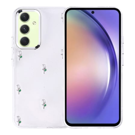 Samsung Galaxy A54 Kılıf Simli Kamera Çerçveli ve Mini Fİgür Desenli Ultra Koruma Sağlayan Kutup Sert Silikon Kapak