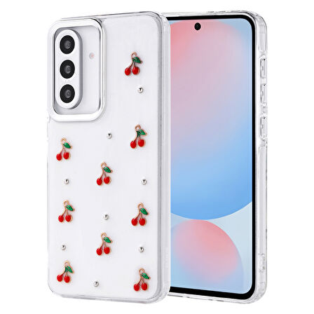 Samsung Galaxy A56 Kılıf Simli Kamera Çerçveli ve Mini Fİgür Desenli Ultra Koruma Sağlayan Kutup Sert Silikon Kapak