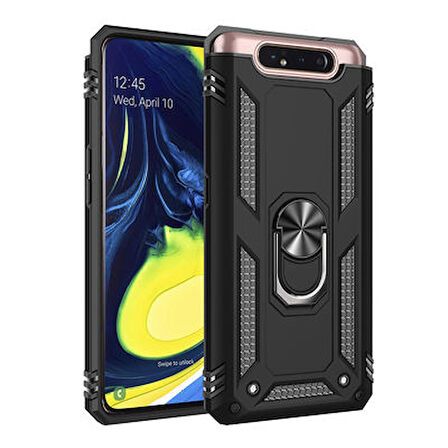 Samsung Galaxy A80 Çift Katmanlı ve Yüzüklü Tam Koruma Vega Premium Kılıf