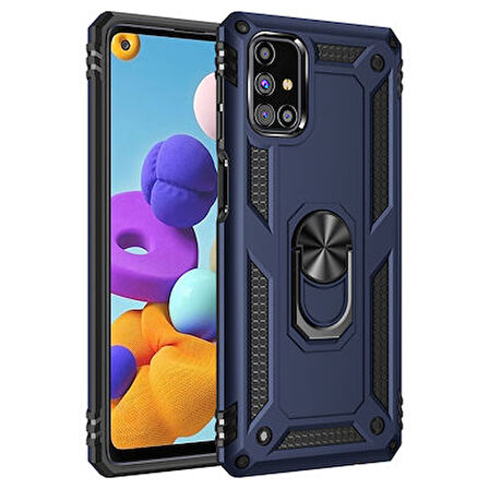 Samsung Galaxy M31S Çift Katmanlı ve Yüzüklü Tam Koruma Vega Premium Kılıf