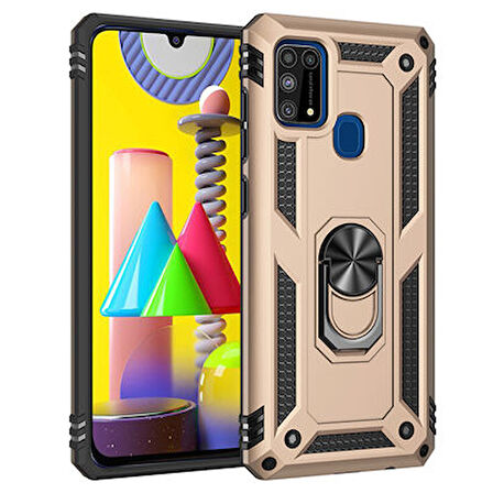 Samsung Galaxy M31 Çift Katmanlı ve Yüzüklü Tam Koruma Vega Premium Kılıf