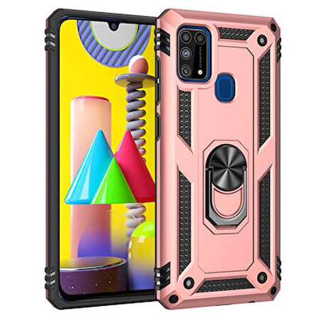 Samsung Galaxy M31 Çift Katmanlı ve Yüzüklü Tam Koruma Vega Premium Kılıf