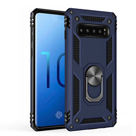Samsung Galaxy S10 Çift Katmanlı ve Yüzüklü Tam Koruma Vega Premium Kılıf