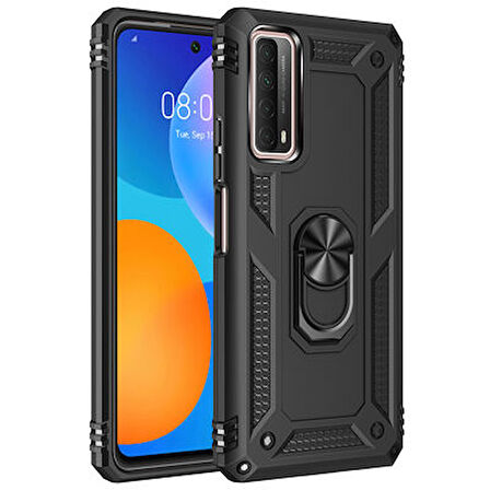 Huawei P Smart 2021 Çift Katmanlı ve Yüzüklü Tam Koruma Vega Premium Kılıf