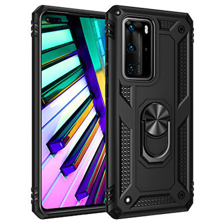 Huawei P40 Pro Çift Katmanlı ve Yüzüklü Tam Koruma Vega Premium Kılıf