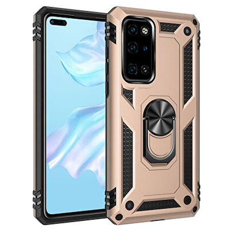 Huawei P40 Çift Katmanlı ve Yüzüklü Tam Koruma Vega Premium Kılıf
