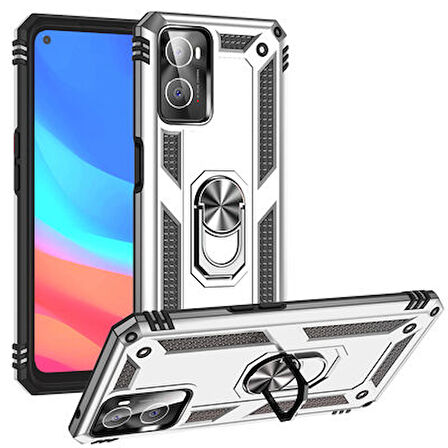 Oppo A76 Kılıf Tam Koruma Çift Katmanlı İbiza Sert Silikon Kapak