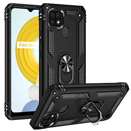 Realme C21 Kılıf Tam Koruma Çift Katmanlı İbiza Sert Silikon Kapak