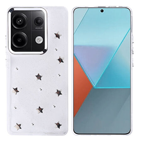 Redmi Note 13 Pro 4G Kılıf Simli Kamera Çerçveli ve Mini Fİgür Desenli Ultra Koruma Sağlayan Kutup Sert Silikon Kapak